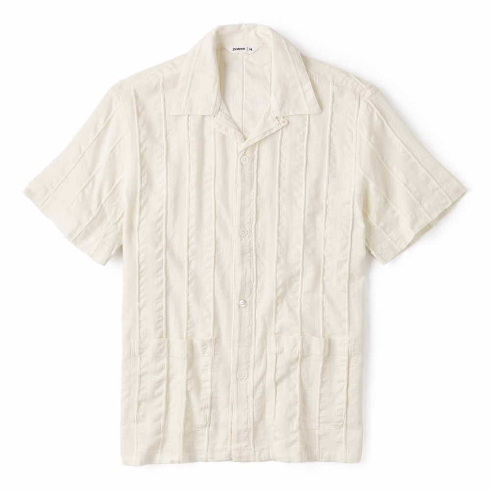 3Sixteen Cabana Shirt (Cream Short Sleeve Camp Collar Button-Up Shirt) XXL